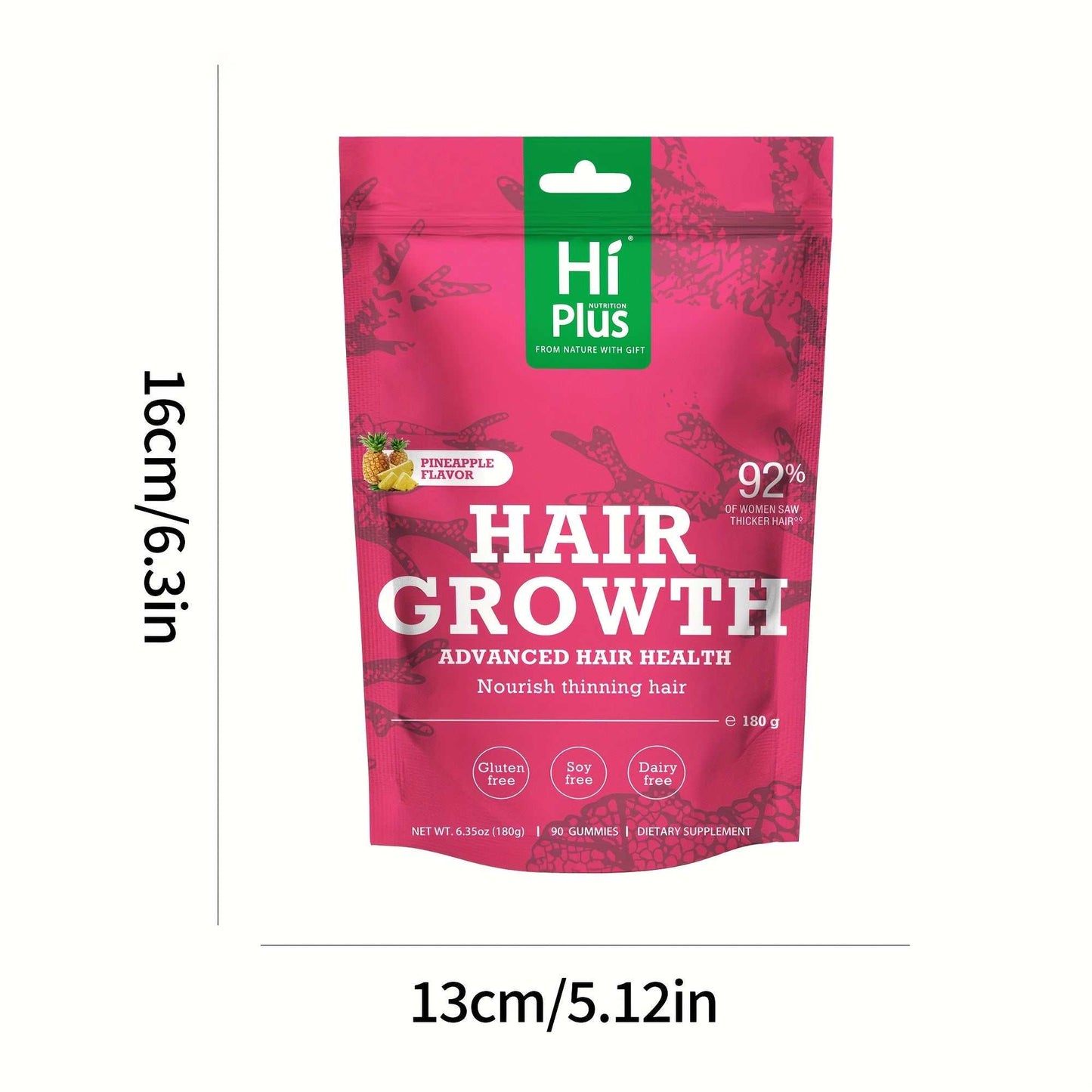 Hiplus Hair Growth Gummies - Collagen Complex, 90 Count BoosTelle