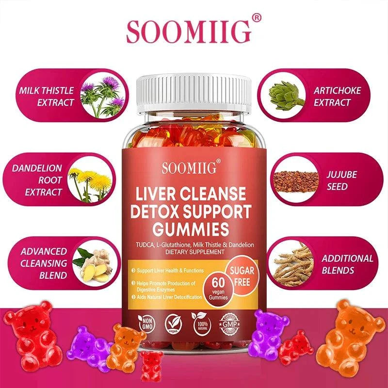 SOOMIIG Liver Cleanse Detox Gummies + Liver Nutrients with Milk Thistle Extract To Help Cleanse, Detoxify and Purify The Liver BoosTelle