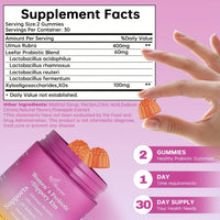 Women's Probiotic Gummies - 60 Count Daily Digestive Health Support BoosTelle