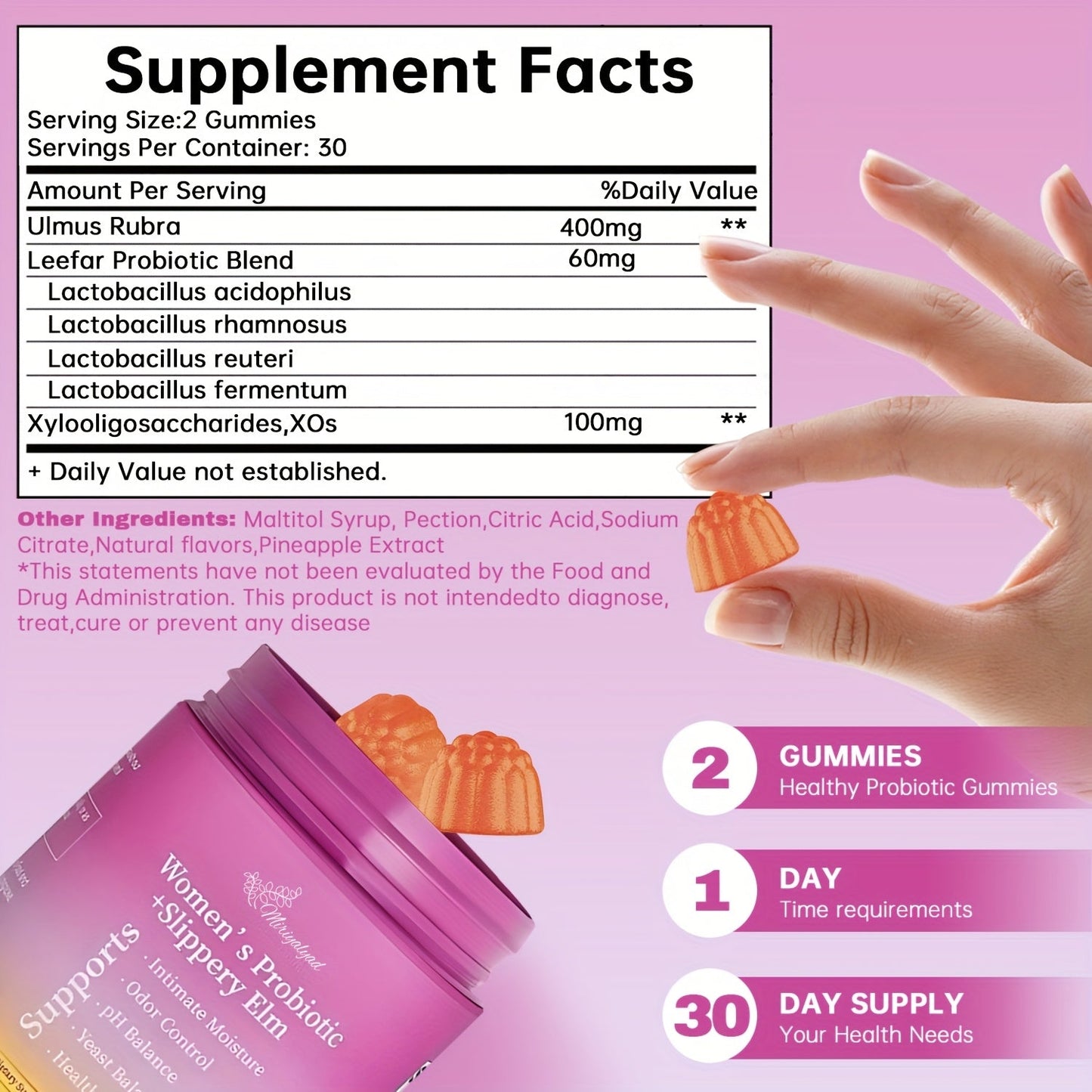 Women's Probiotic Gummies - 60 Count Daily Digestive Health Support BoosTelle