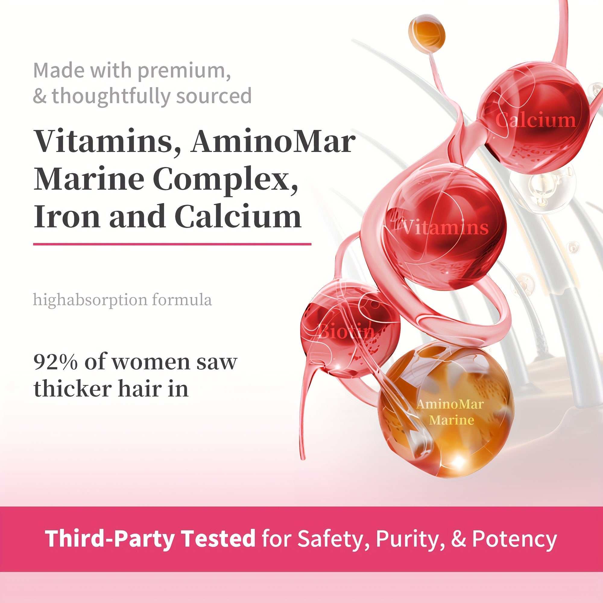Hiplus Hair Growth Gummies - Collagen Complex, 90 Count BoosTelle