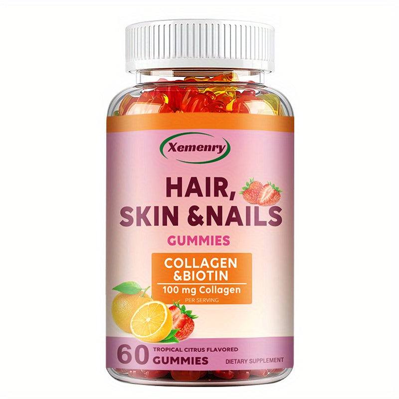 Hair Growth & Nail Strengthening Supplements - 60 Capsules with Collagen, Biotin & Vitamins BoosTelle