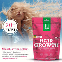 Hiplus Hair Growth Gummies - Collagen Complex, 90 Count BoosTelle