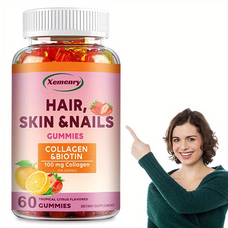 Hair Growth & Nail Strengthening Supplements - 60 Capsules with Collagen, Biotin & Vitamins BoosTelle