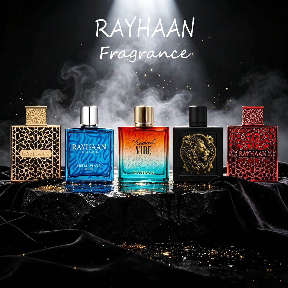 Rayhaan Eau de Parfum Spray Collection – Long-Lasting Fragrance for Men & Unisex, Crimson, Lion, Tropical Vibe, Pacific Aura & Elixir – Premium Scent, 3.4 oz / 100 ml Options BoosTelle