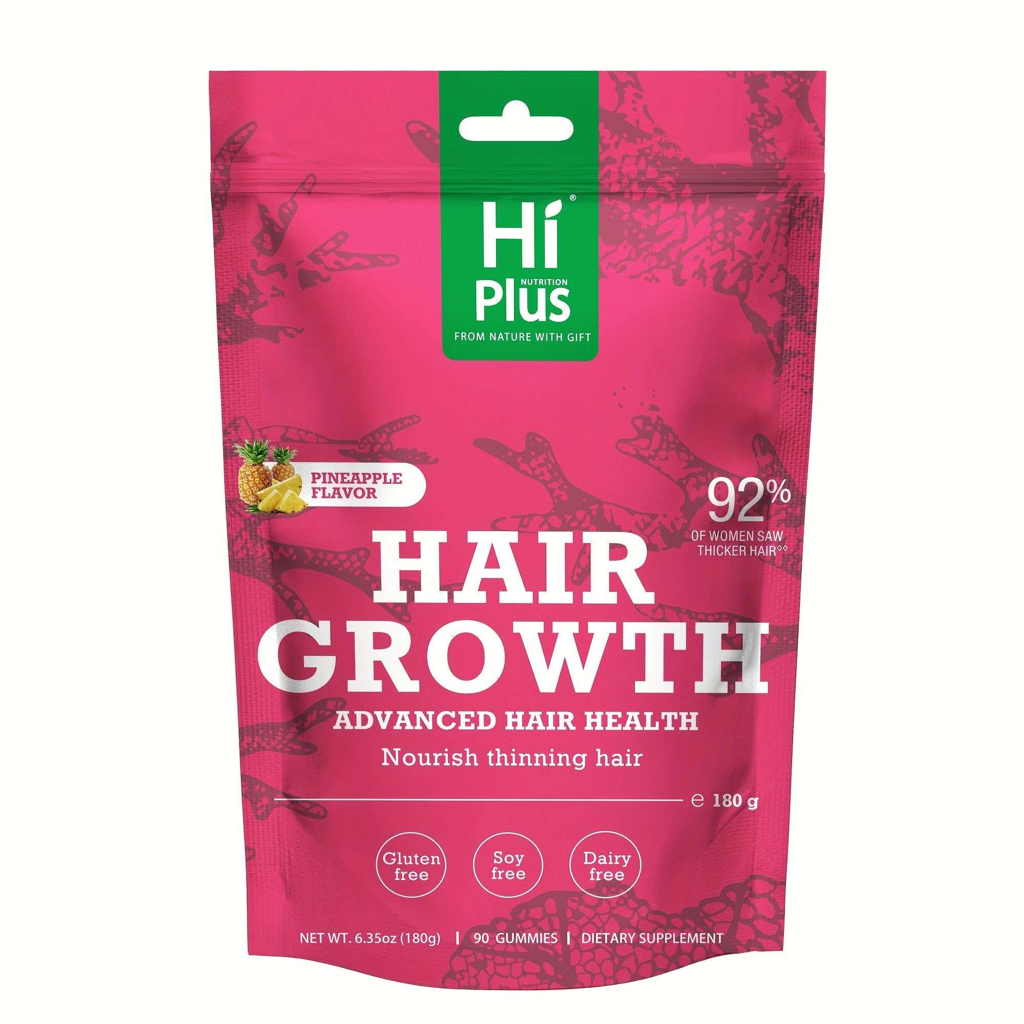 Hiplus Hair Growth Gummies - Collagen Complex, 90 Count BoosTelle