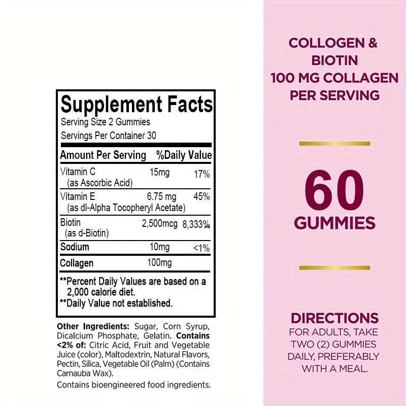 Hair Growth & Nail Strengthening Supplements - 60 Capsules with Collagen, Biotin & Vitamins BoosTelle